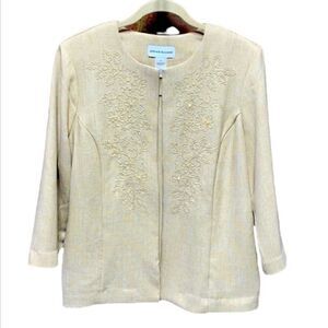 Alfred Dunner Beige 3/4 Sleeve Pantsuit Size 12